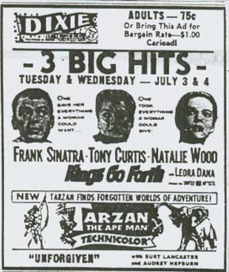 Dixie Drive-In Theatre - Dixie Ad July 2 1962